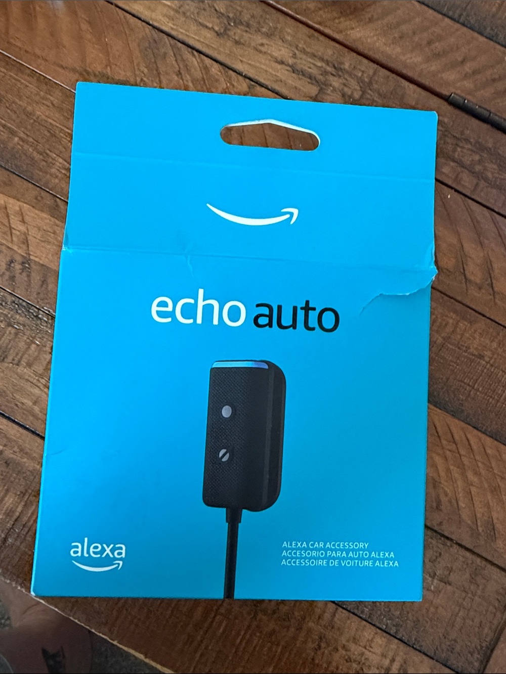 Amazon Echo Auto - Blue Packaging with Black Device